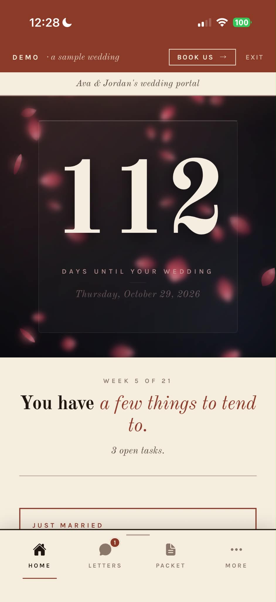 Belle Haven Planner app - client home screen